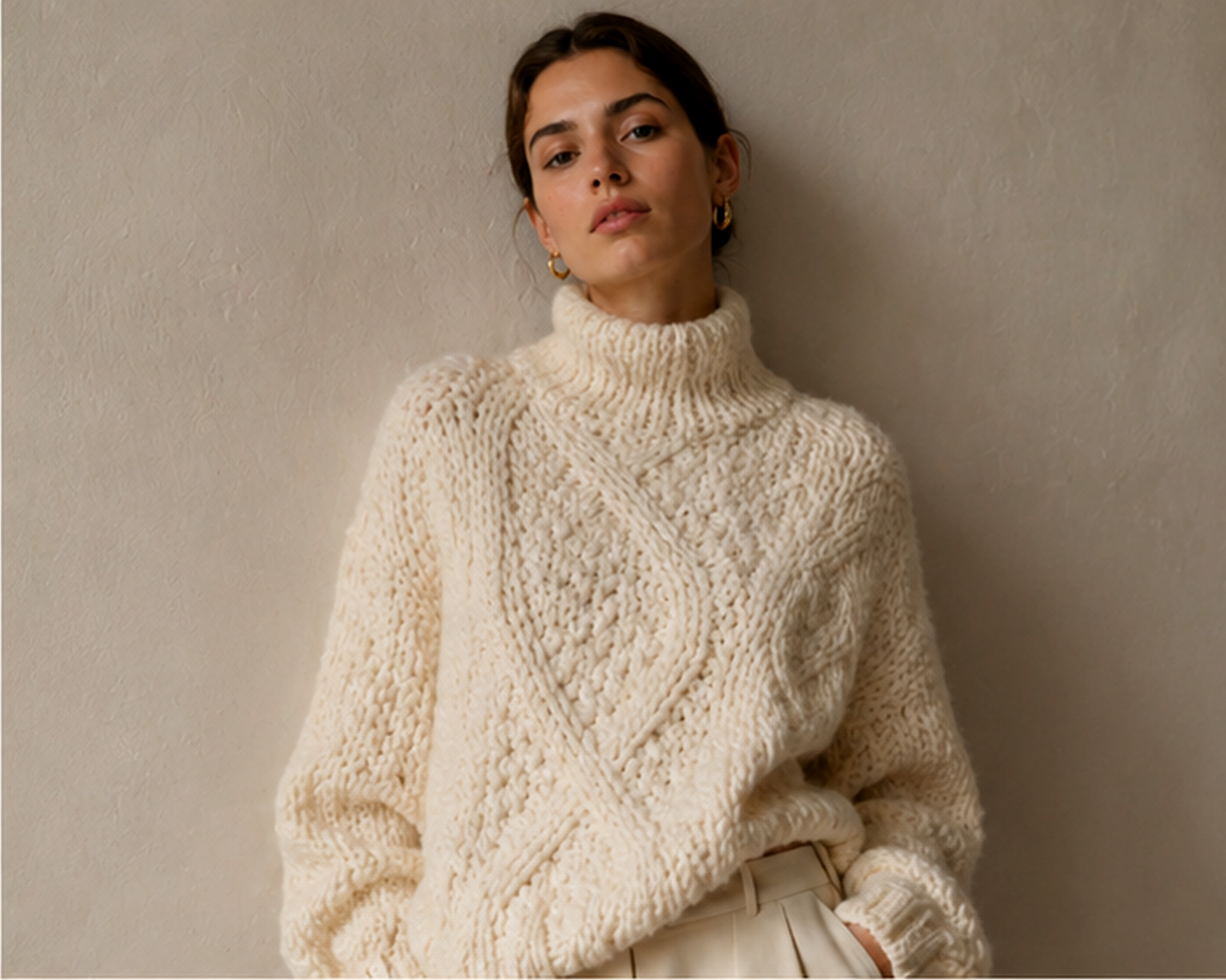 Cable Turtleneck, hand-knit volume