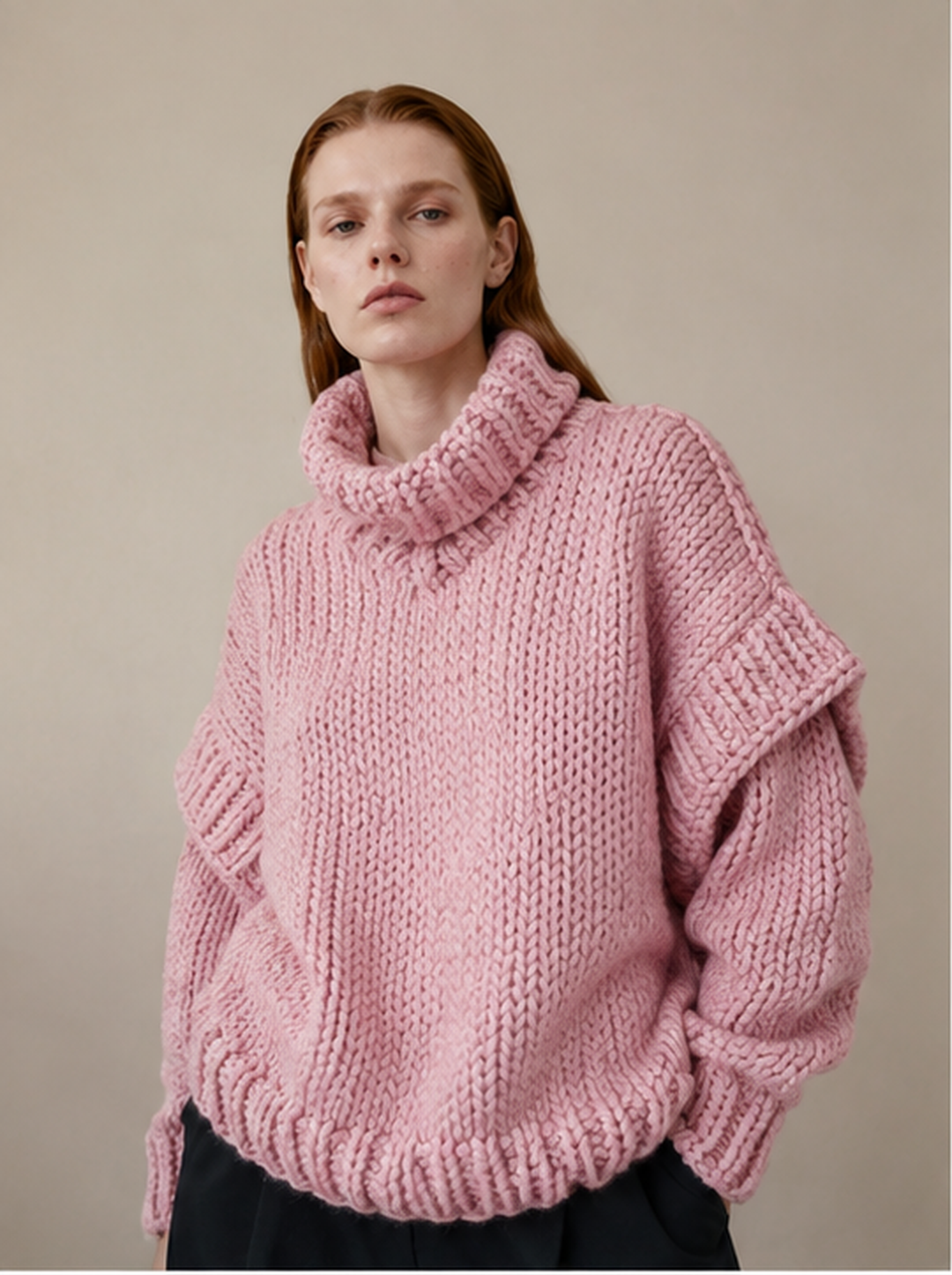 Pink Chunky Knit, oversized warmth